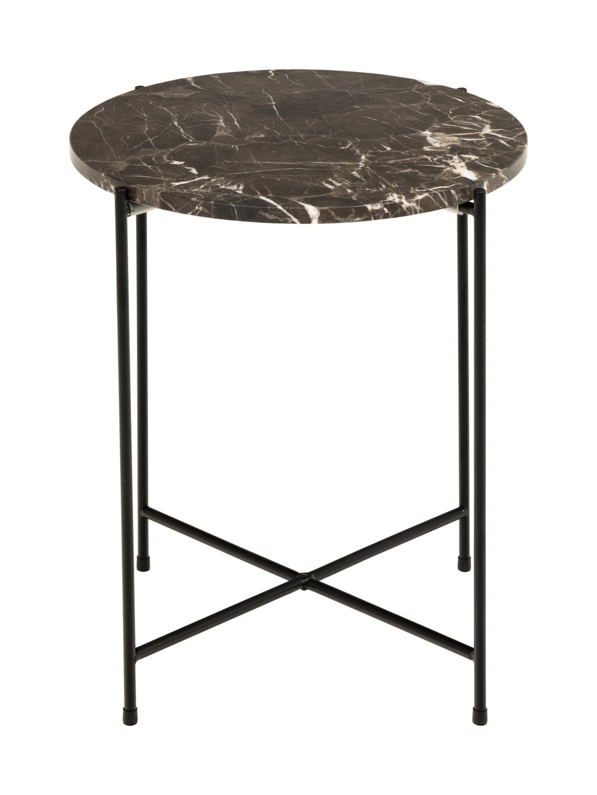 Avila Sidebord i poleret Brun Emperador marmor, Ø42 - UNOLIVING.COM