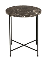 Avila Sidebord i poleret Brun Emperador marmor, Ø42 - UNOLIVING.COM