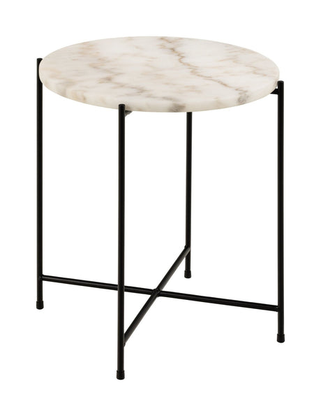 Avila Sidebord i poleret hvid Guangxi marmor, Ø42 - UNOLIVING.COM