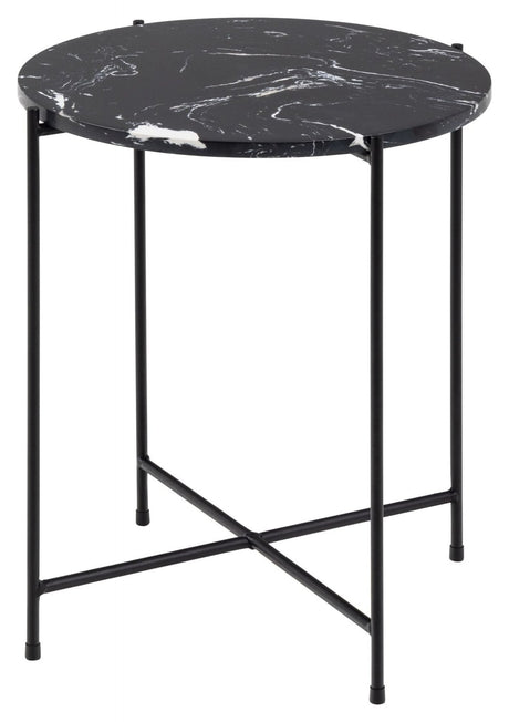 Avila Sidebord, Sort kunst marmor, Ø42x45 - UNOLIVING.COM