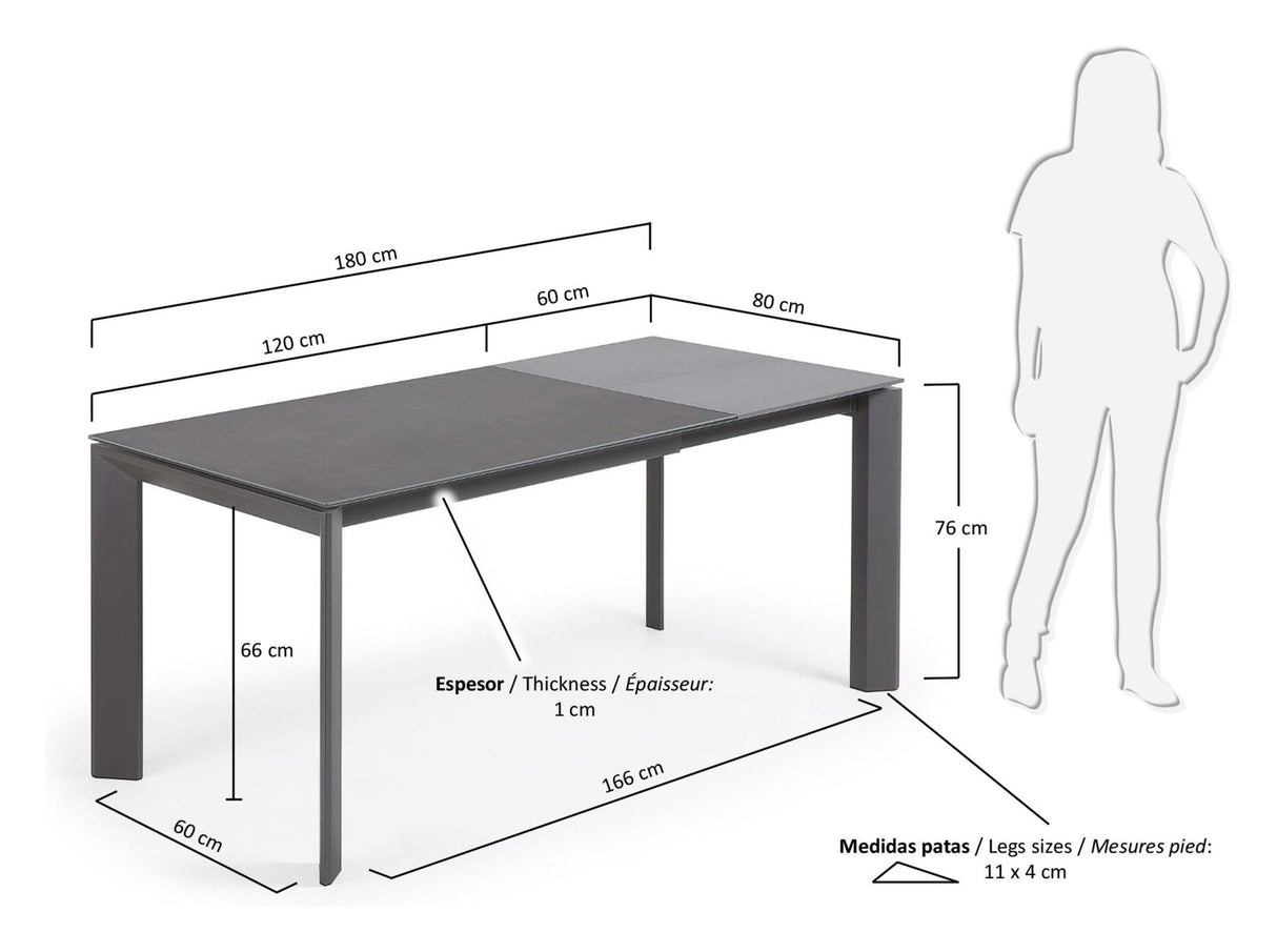 AXIS, Spisebord 120/180cm, grå - UNOLIVING.COM