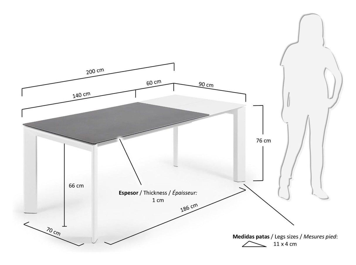 AXIS, Spisebord 140/200cm, grå/hvid - UNOLIVING.COM