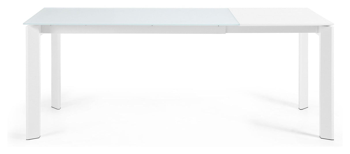 AXIS Spisebord m. udtræk, Hvid Glas, 140 - 200x90 - UNOLIVING.COM