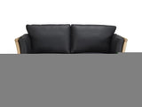 Aya 2 Pers. Sofa Sort læder, Eg - UNOLIVING.COM