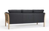 Aya 3 Pers. Sofa Sort læder, Eg - UNOLIVING.COM