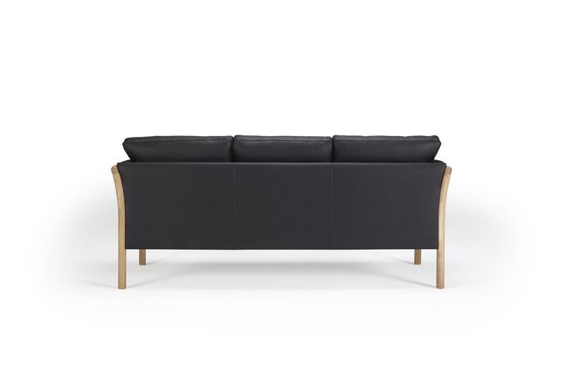 Aya 3 Pers. Sofa Sort læder, Eg - UNOLIVING.COM