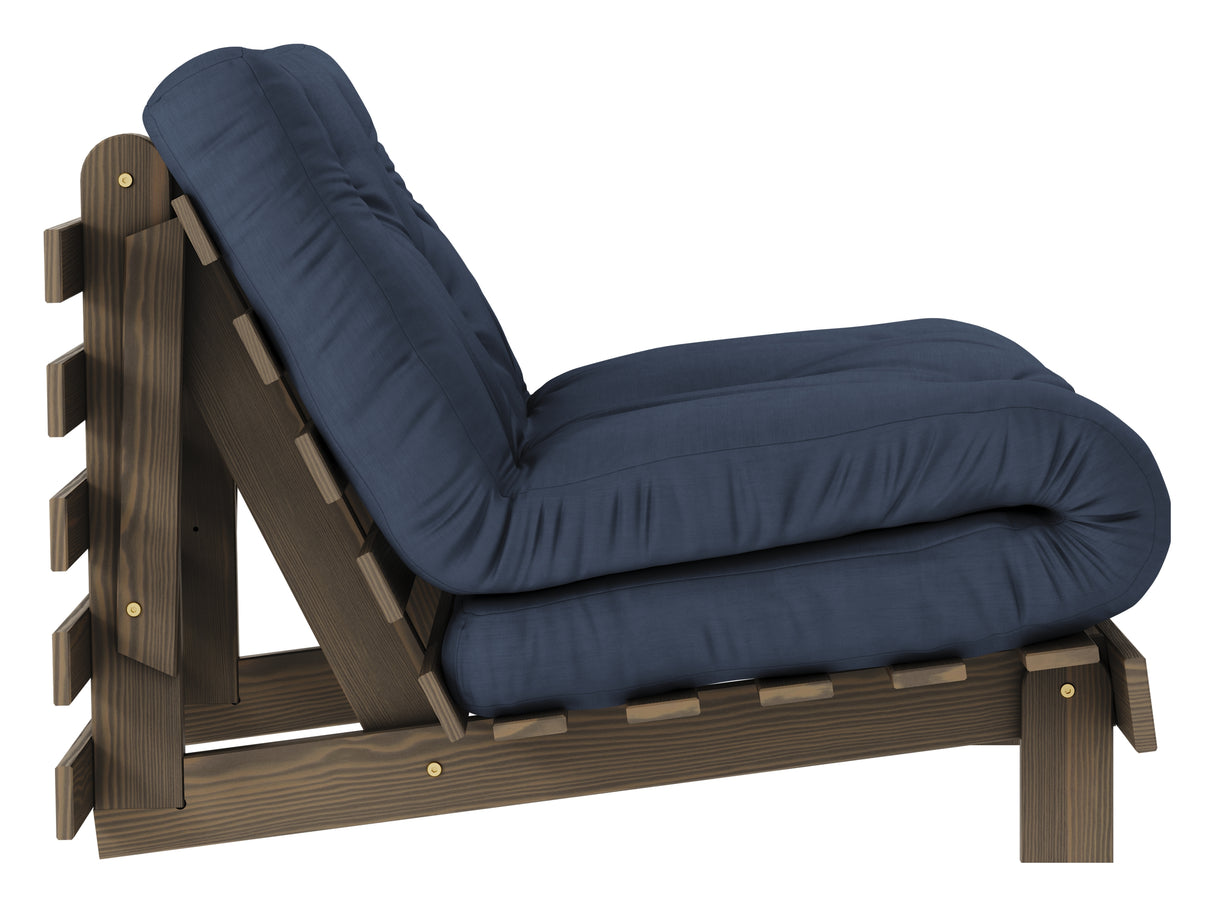 Roots 90 Sovesofa, Brun lakeret fyrretræ, Navy - Unoliving.com