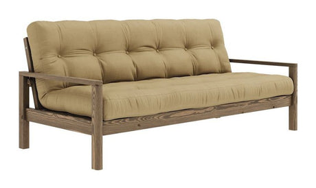 Knob Sovesofa, Brun lakeret fyrretræ, Wheat Beige - Unoliving.com