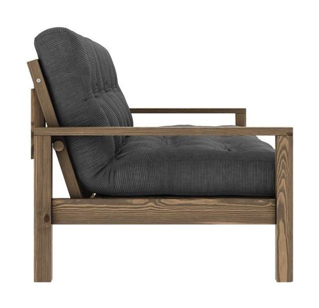 Knob Sovesofa, Brun lakeret fyrretræ, Dark Grey Fløjl - Unoliving.com