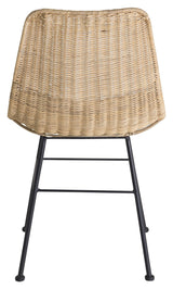 Bali Spisebordsstol, Rattan, sorte metal ben - UNOLIVING.COM