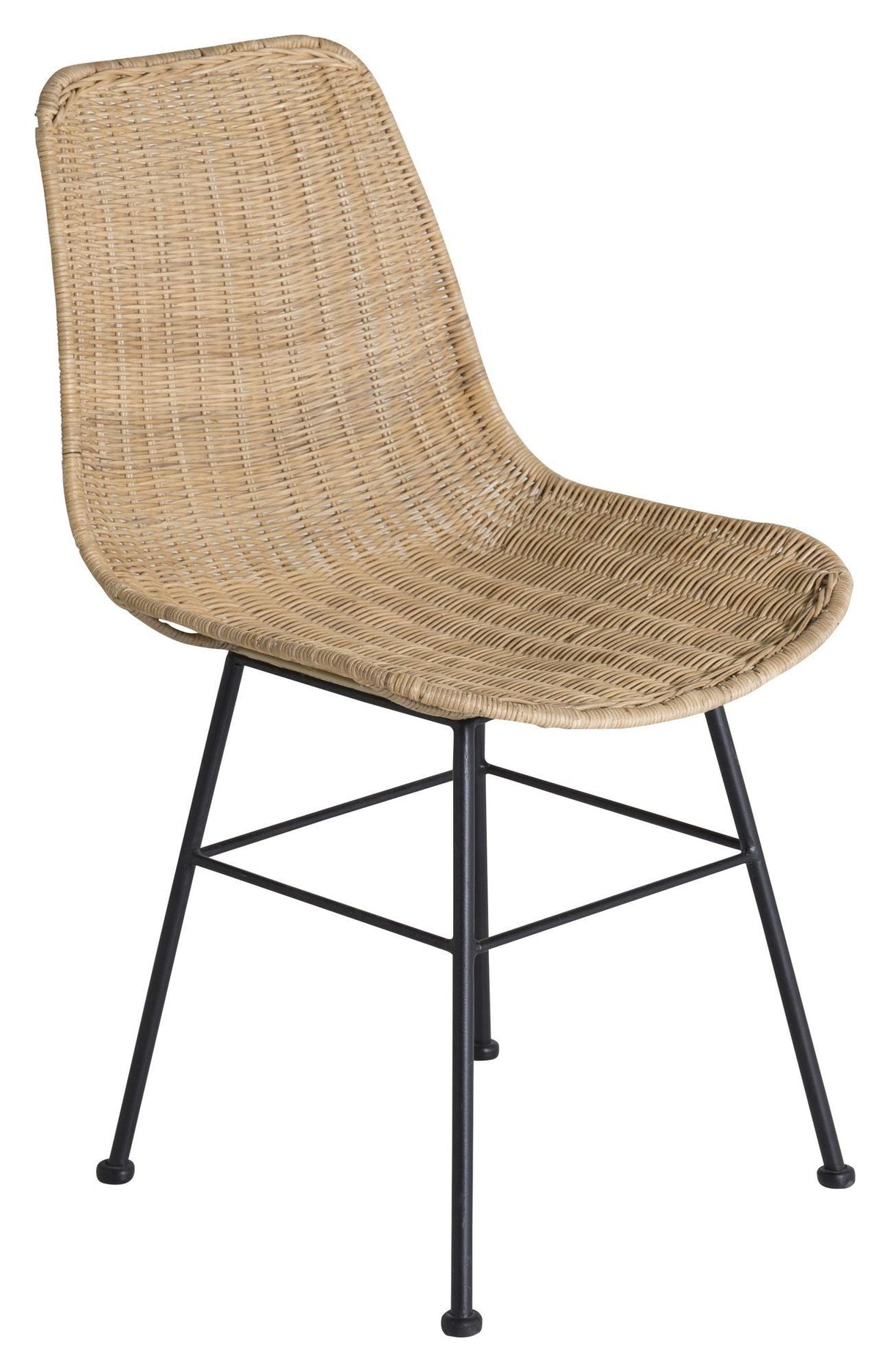 Bali Spisebordsstol, Rattan, sorte metal ben - UNOLIVING.COM