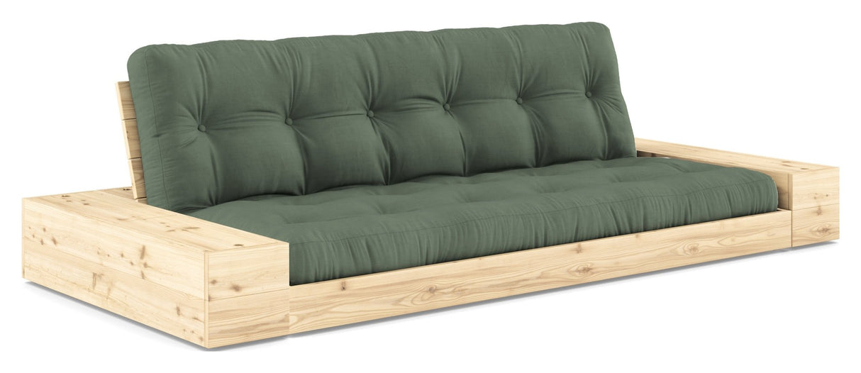 Base Sovesofa m. Sideboxes, Olive Green/natur - UNOLIVING.COM