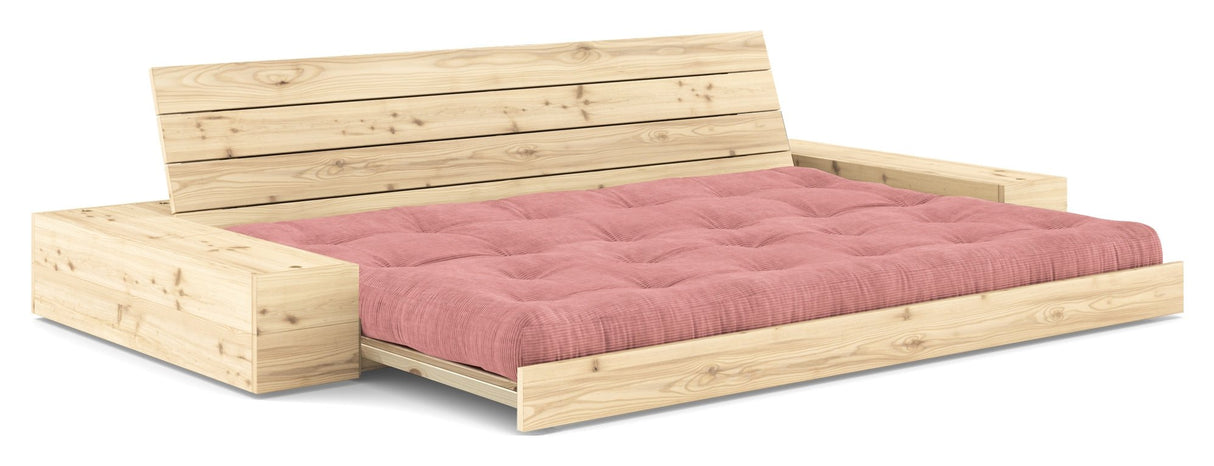 Base Sovesofa m. Sideboxes, Sorbet Pink/natur - UNOLIVING.COM