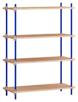 Shelving System, 1 fag, 4 hylder, H:115, Eg/Blå - Unoliving.com