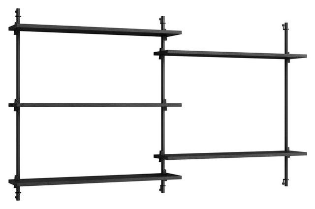 Wall Shelving, 2 fag, 5 hylder, H:85, Sort/sort - Unoliving.com