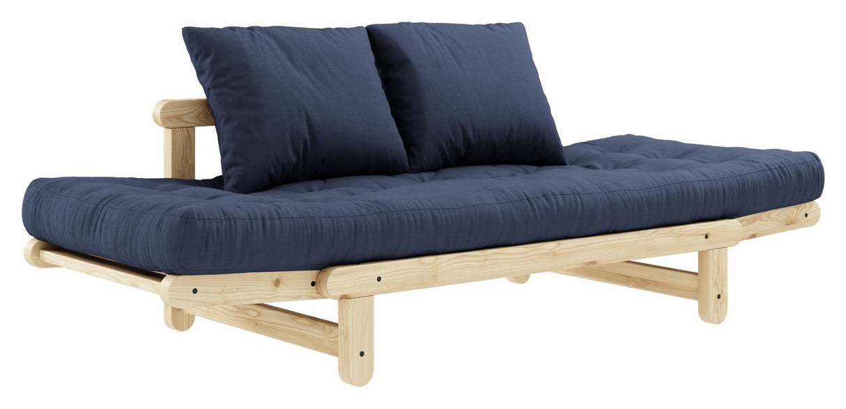 Beat Sovesofa, Natur, Fyrretræ/Navy Petroleum Blue - UNOLIVING.COM