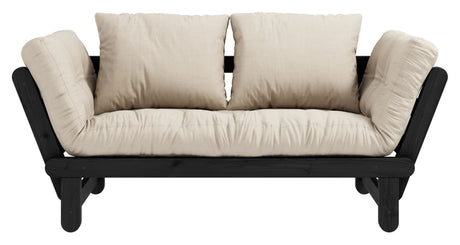 Beat Sovesofa, Sort lakeret, Fyrretræ/Beige - UNOLIVING.COM