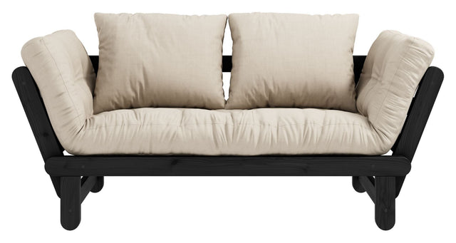 Beat Sovesofa, Sort lakeret, Fyrretræ/Beige - UNOLIVING.COM