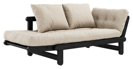 Beat Sovesofa, Sort lakeret, Fyrretræ/Beige - UNOLIVING.COM