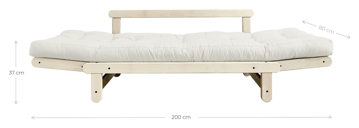 Beat Sovesofa, Sort lakeret, Fyrretræ/Beige - UNOLIVING.COM