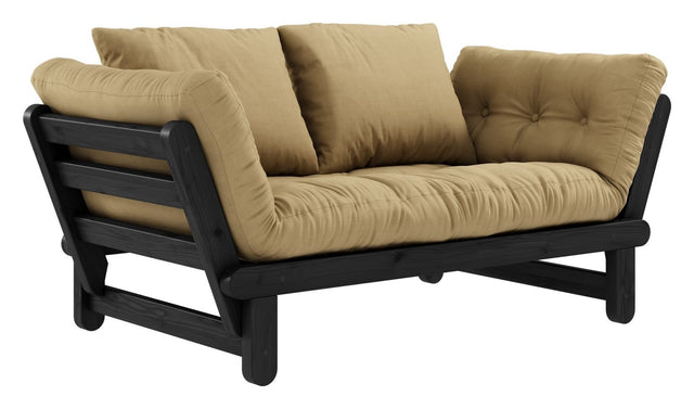 Beat Sovesofa, Sort lakeret, Fyrretræ/Wheat beige - UNOLIVING.COM