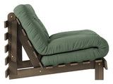 Roots 90 Sovesofa, Brun lakeret fyrretræ, Olive Green - Unoliving.com