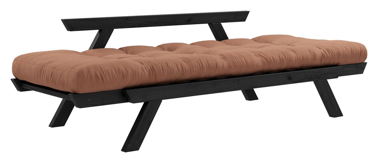 Bebop Sovesofa, Sort lakeret, Fyrretræ/Ler brun - UNOLIVING.COM