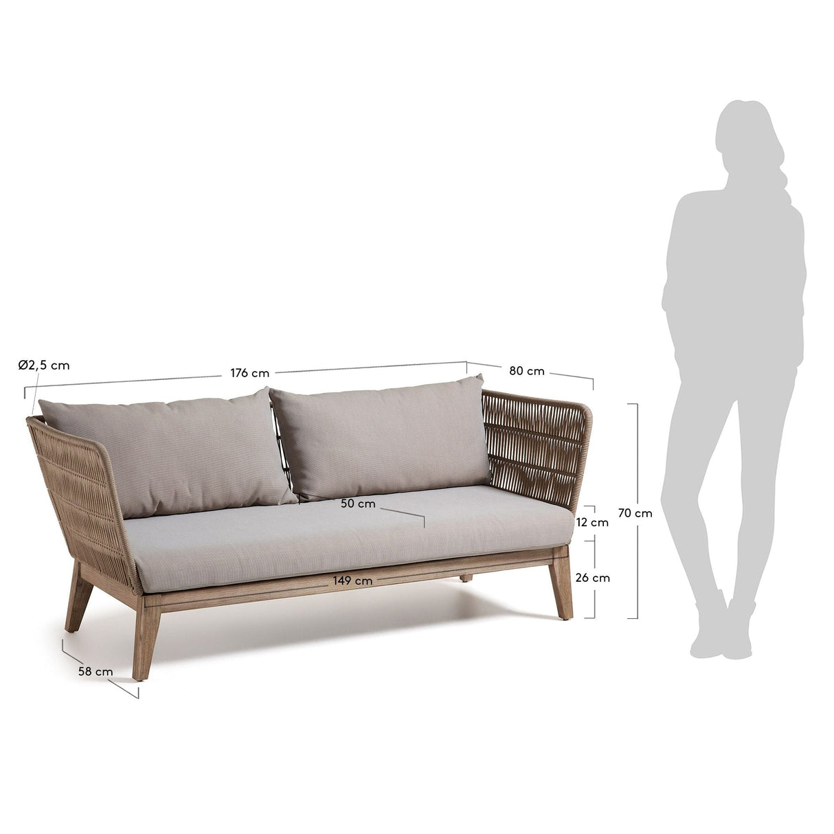 Bellano Loungesofa 3 - pers. Beige reb - UNOLIVING.COM