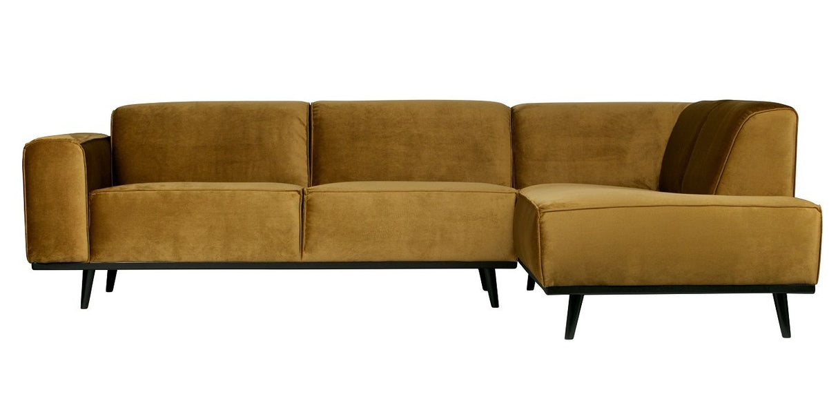 Statement Sofa m/højrevendt chaise - Honninggul velour - Unoliving.com