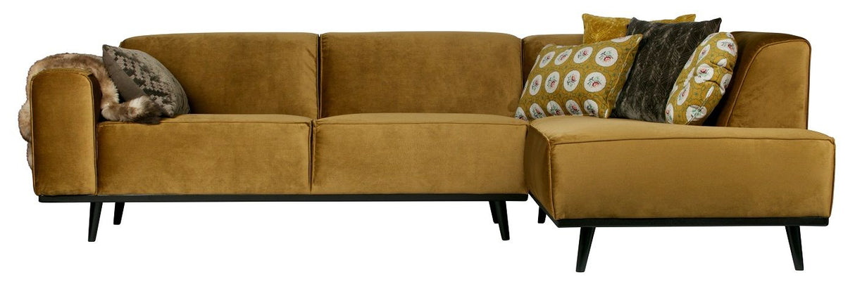 Statement Sofa m/højrevendt chaise - Honninggul velour - Unoliving.com