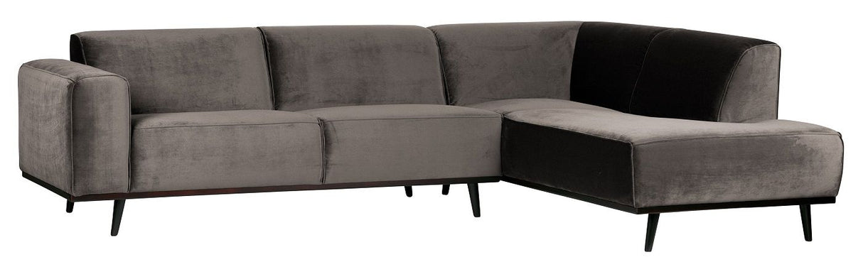 Statement Sofa m/højrevendt chaise, Taupe velour - Unoliving.com