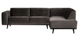 Statement Sofa m/højrevendt chaise, Taupe velour - Unoliving.com