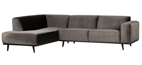 Statement Sofa m/venstrevendt chaise, Taupe velour - Unoliving.com