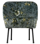 Vogue Loungestol Velour - Grå blomsterprint - Unoliving.com