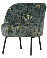 Vogue Loungestol Velour - Grå blomsterprint - Unoliving.com