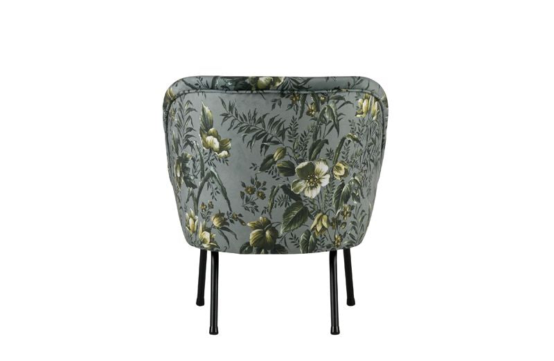 Vogue Loungestol Velour - Grå blomsterprint - Unoliving.com