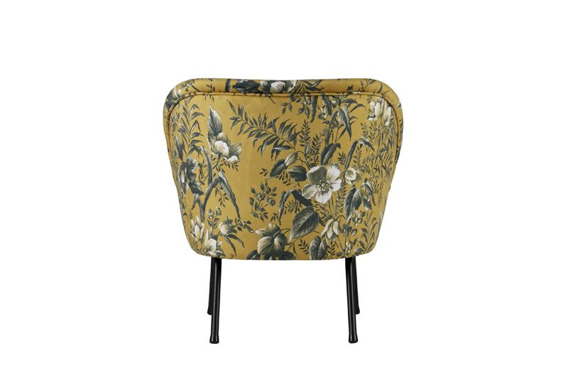 Vogue Loungestol Velour - gul blomsterprint - Unoliving.com