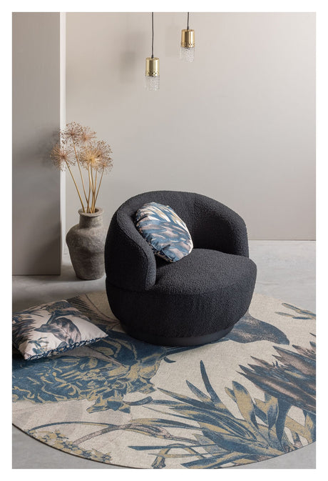 Woolly Loungestol m. rotation - Antracit - Unoliving.com