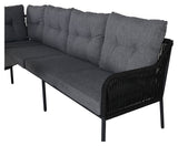 Berlin Hjørnesofa, sort m. grå hynder - UNOLIVING.COM