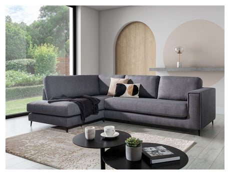 Bernadotte Sofa m. chaiselong 3 - pers. open venstre, Antracit - UNOLIVING.COM