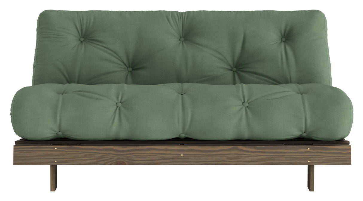 Roots 160 Sovesofa, Brun lakeret fyrretræ, Olive Green - Unoliving.com