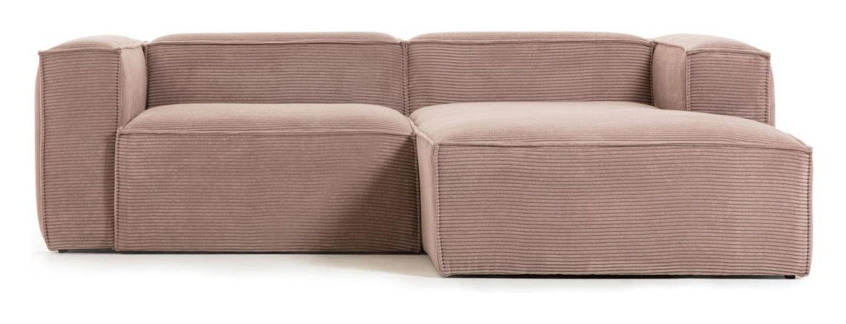 Blok 2 - pers. Sofa m. højrevendt chaise Rosa Fløjl - UNOLIVING.COM