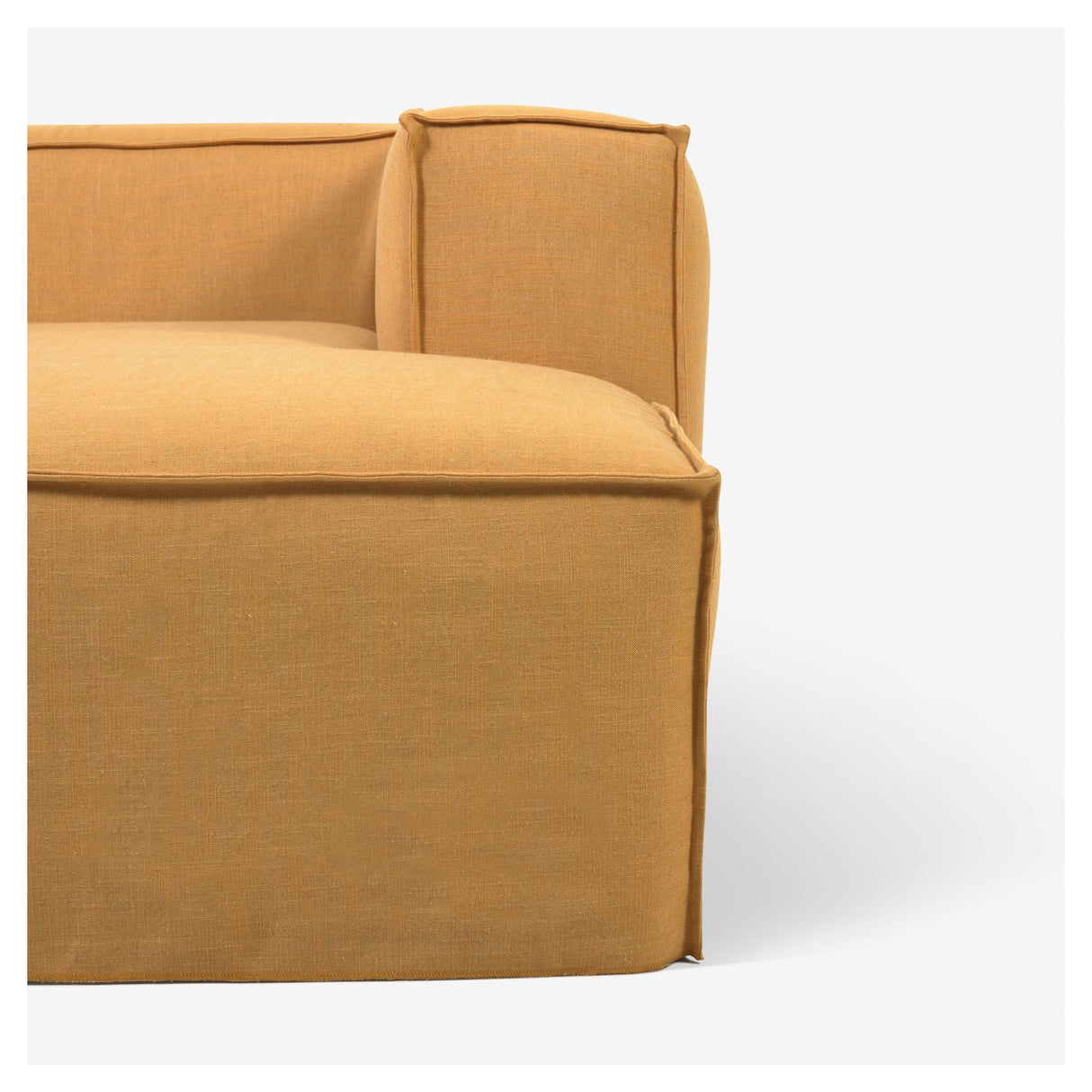 Blok 2 - pers. Sofa m. højrevendt chaiselong, Mustard Linen - UNOLIVING.COM