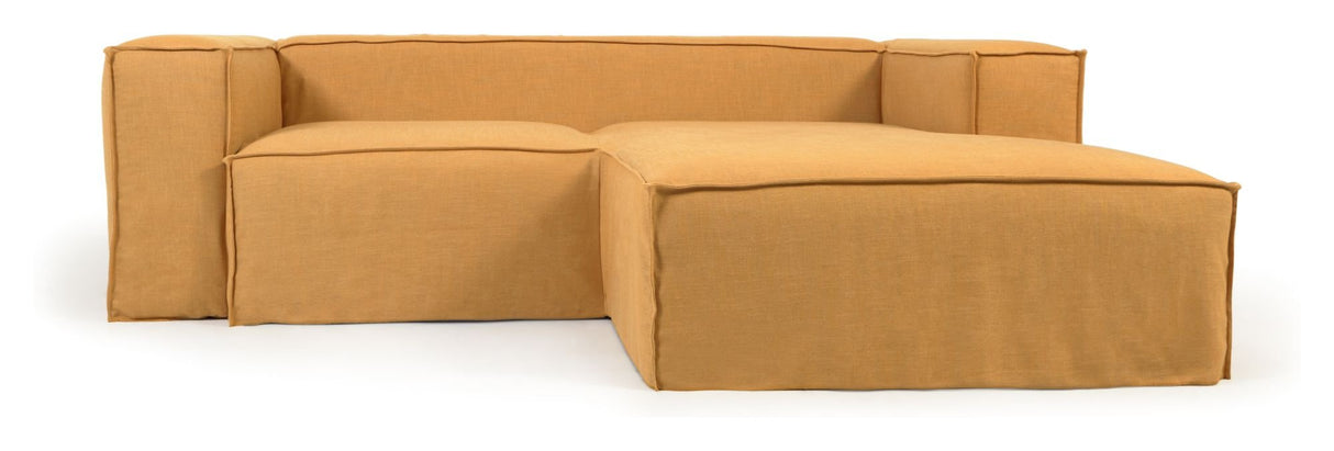 Blok 2 - pers. Sofa m. højrevendt chaiselong, Mustard Linen - UNOLIVING.COM