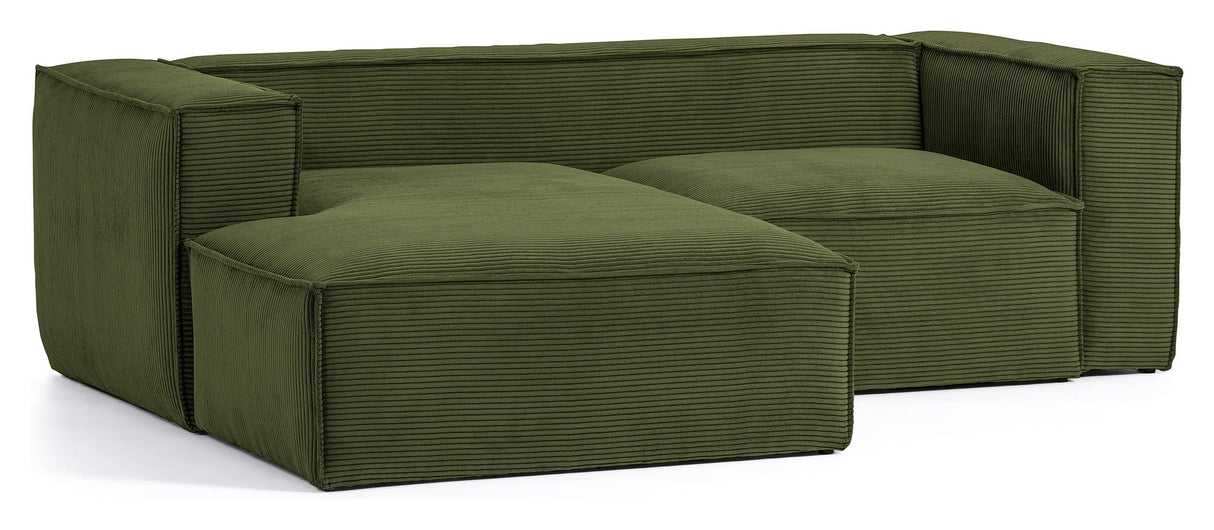 Blok 2 - pers. Sofa m. venstrevendt chaiselong, B240, Grøn fløjl - UNOLIVING.COM