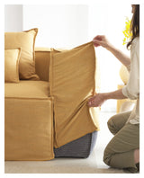 Blok 2 - pers. Sofa m. venstrevendt chaiselong, Mustard Linen - UNOLIVING.COM