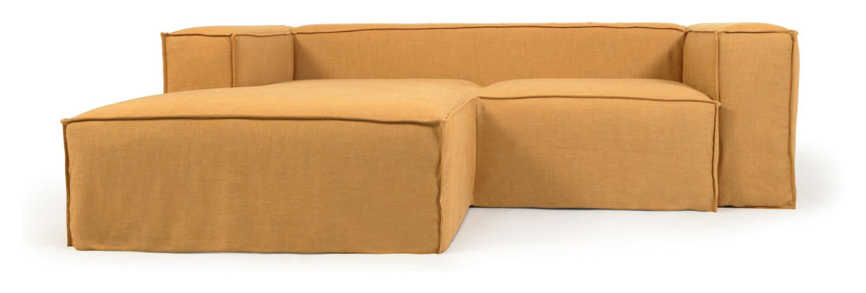 Blok 2 - pers. Sofa m. venstrevendt chaiselong, Mustard Linen - UNOLIVING.COM