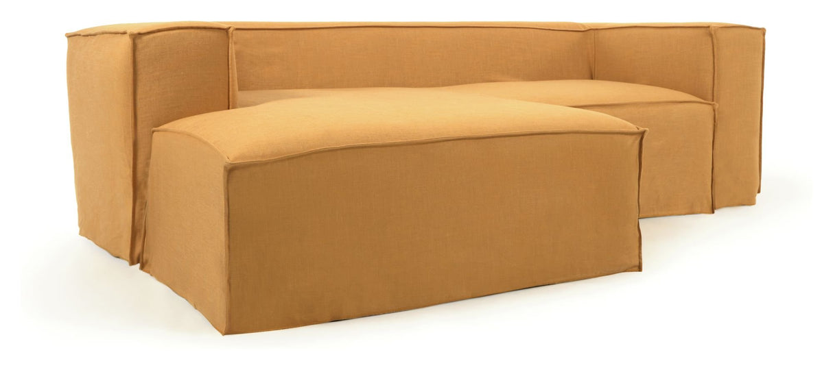 Blok 2 - pers. Sofa m. venstrevendt chaiselong, Mustard Linen - UNOLIVING.COM