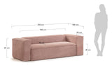 Blok 2 - pers. Sofa Rosa Fløjl - UNOLIVING.COM