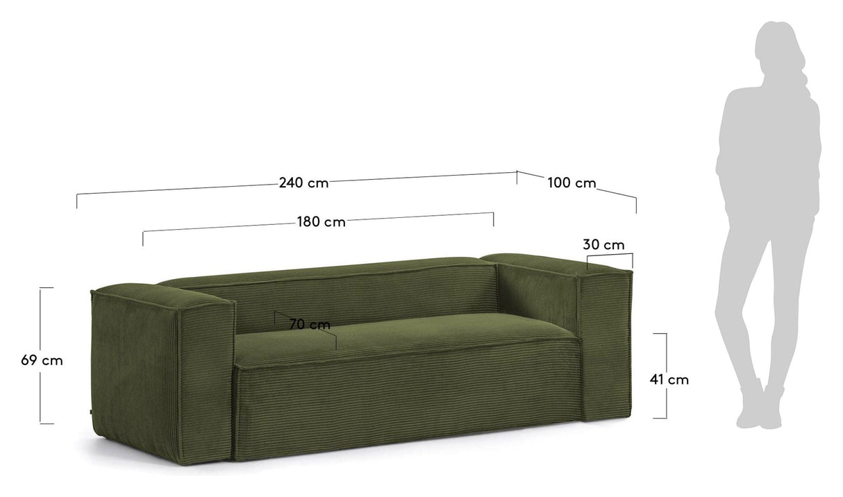 Blok 3 - pers. sofa - Grøn fløjl - UNOLIVING.COM